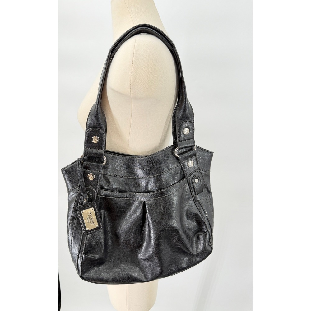 Relic Brand Shoulder Bag Womens OS Black Faux Leather Hobo Purse Silver Hardware
